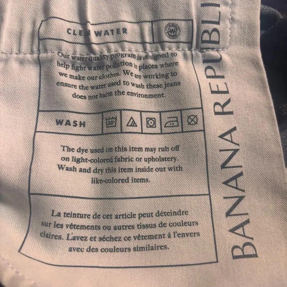 Banana Republic Rapid Movement Dark Wash Denim Slim Fit Jeans Men 34X30